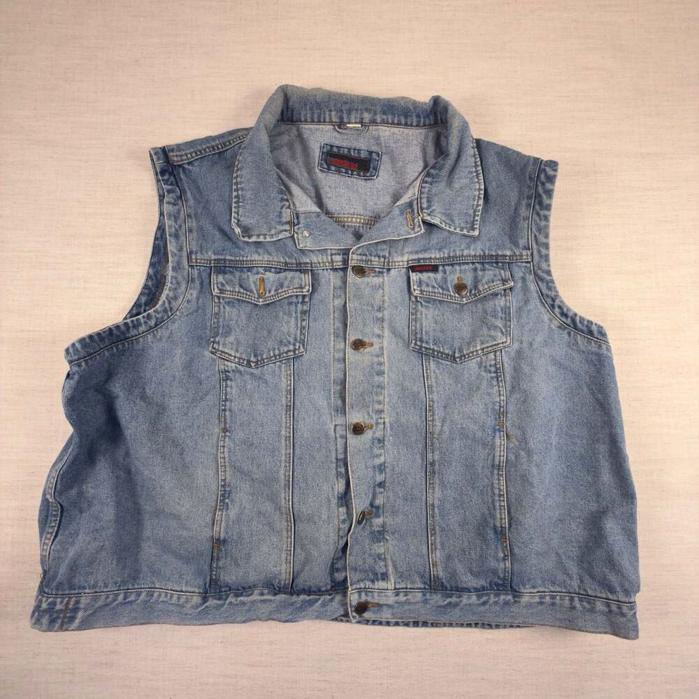 Jerxxs Vintage Denim Vest Blue Button Front